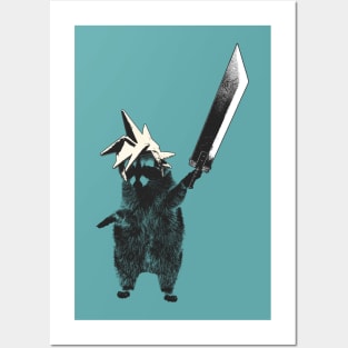 Raccoon wielding Buster Sword Posters and Art